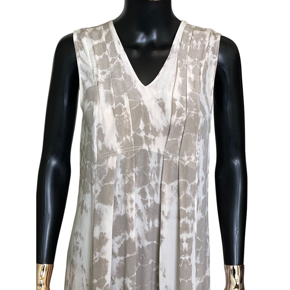 Raven + Lily Beige Silk Maxi Dress XS Oversized Boho Resort Tie Back - Picture 4 of 7